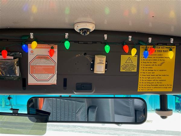 School Bus Decorated for the Holidays